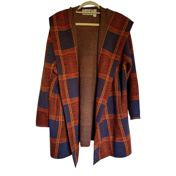 Anthropologie Field Flower Plaid Sweater Coat 100% Wool Size 2X - Picture 2 of 14